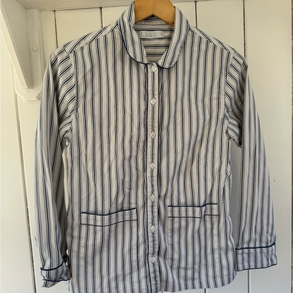 Striped Button-Up Pajama Top (shorts included for free) - Picture 1 of 9